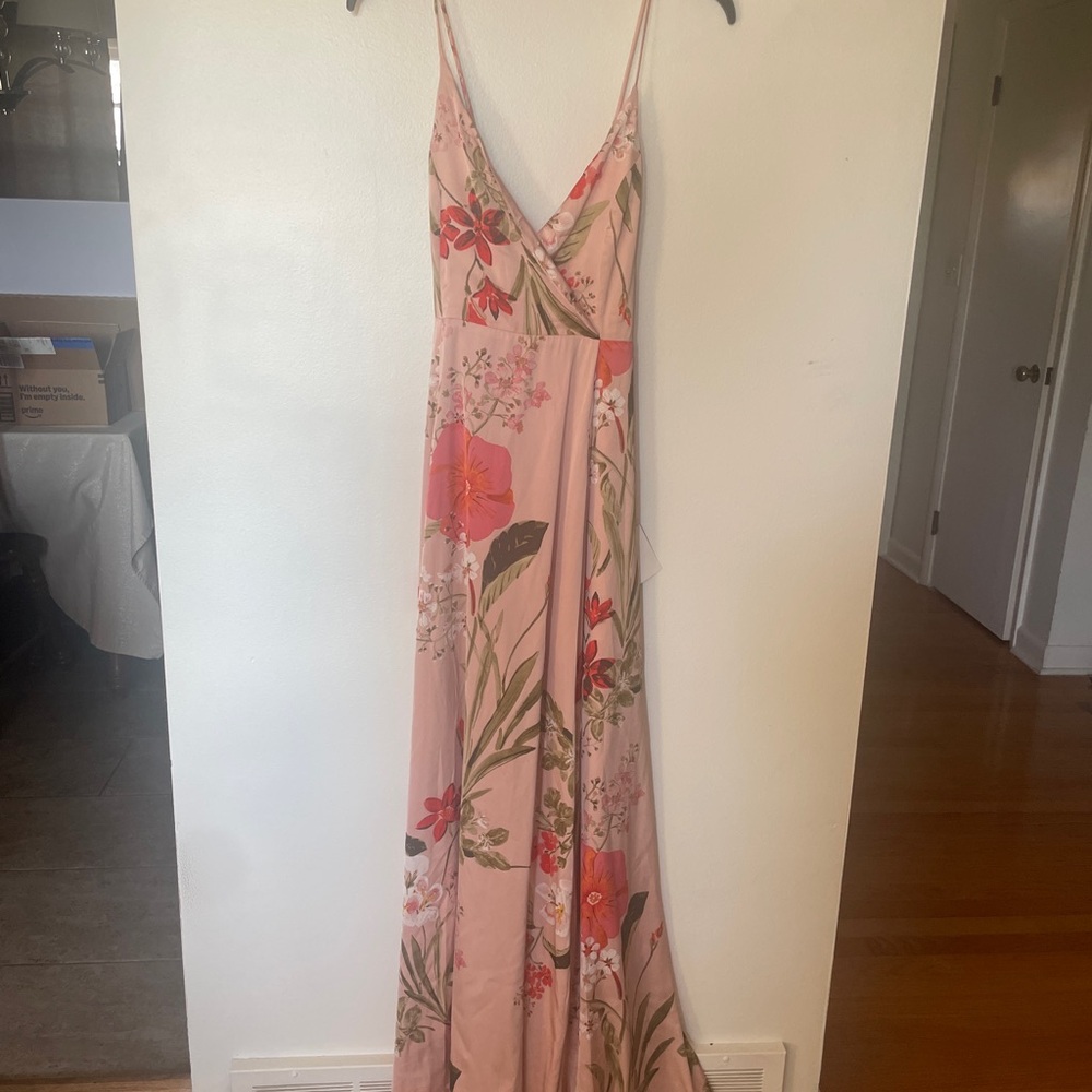 Lulu's Pink Floral Maxi Dress